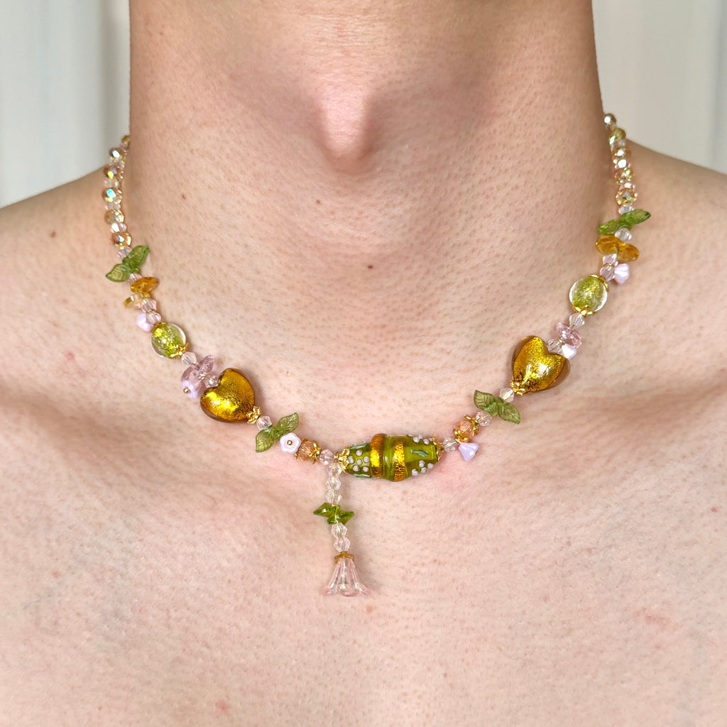 Golden Spring Lampwork Necklace