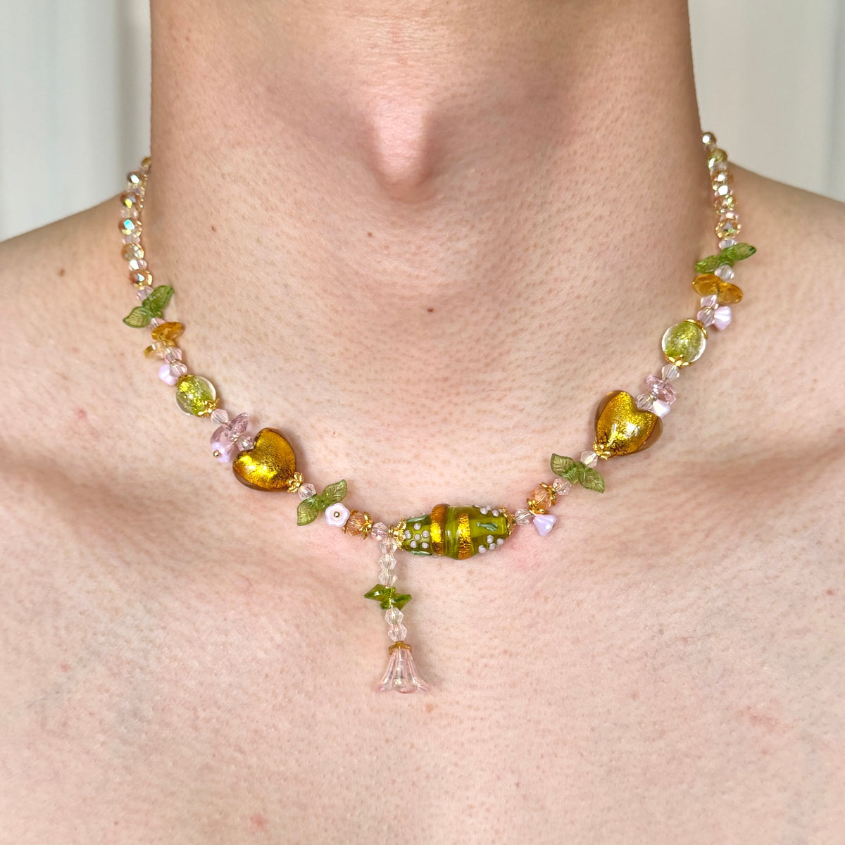 Golden Spring Lampwork Necklace