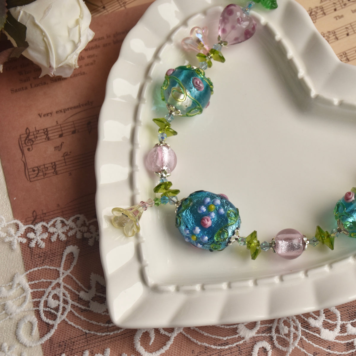 Rosepond Vines Lampwork Necklace