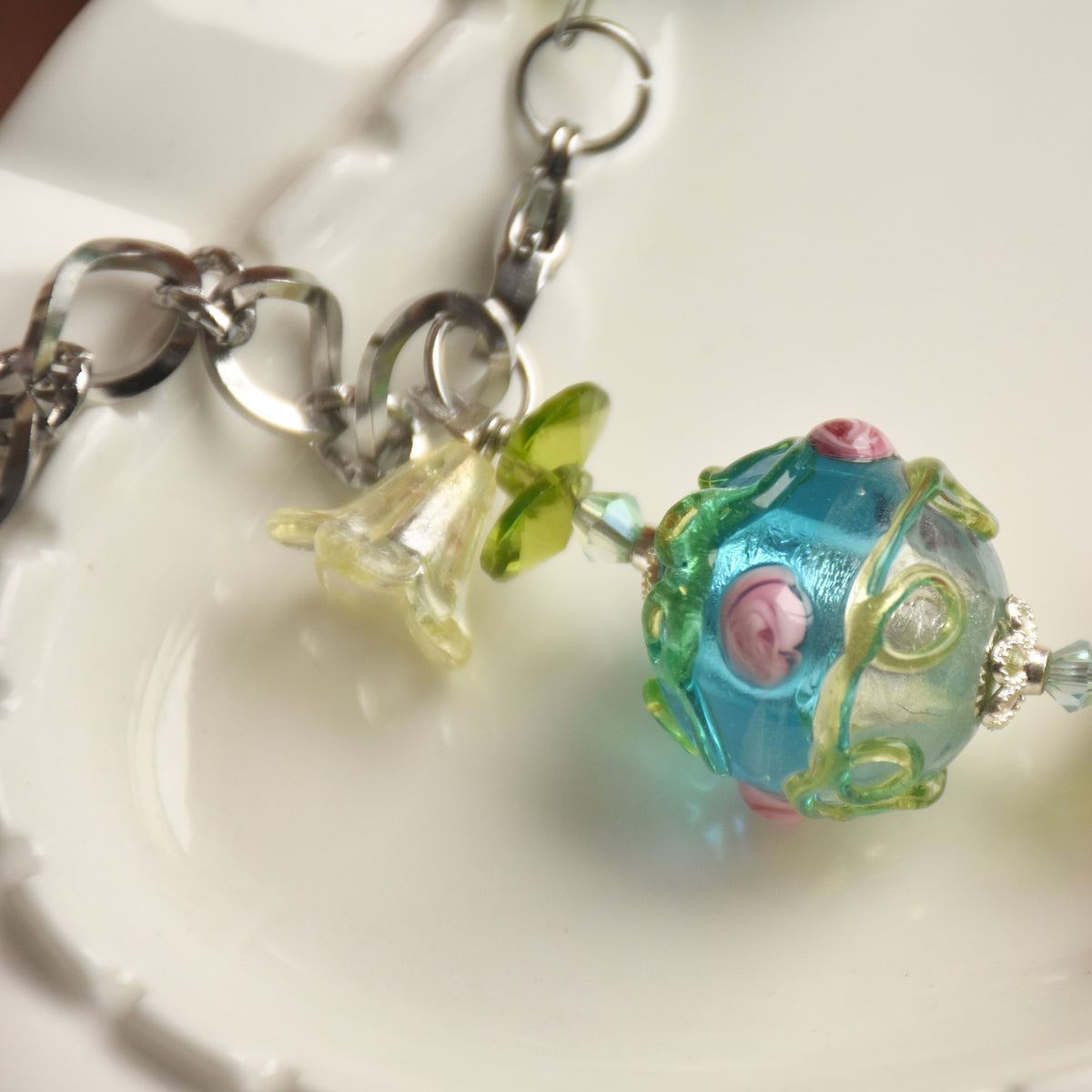 Rosepond Vines Lampwork Bracelet