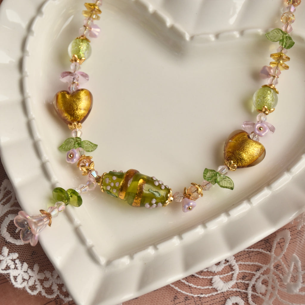 Golden Spring Lampwork Necklace