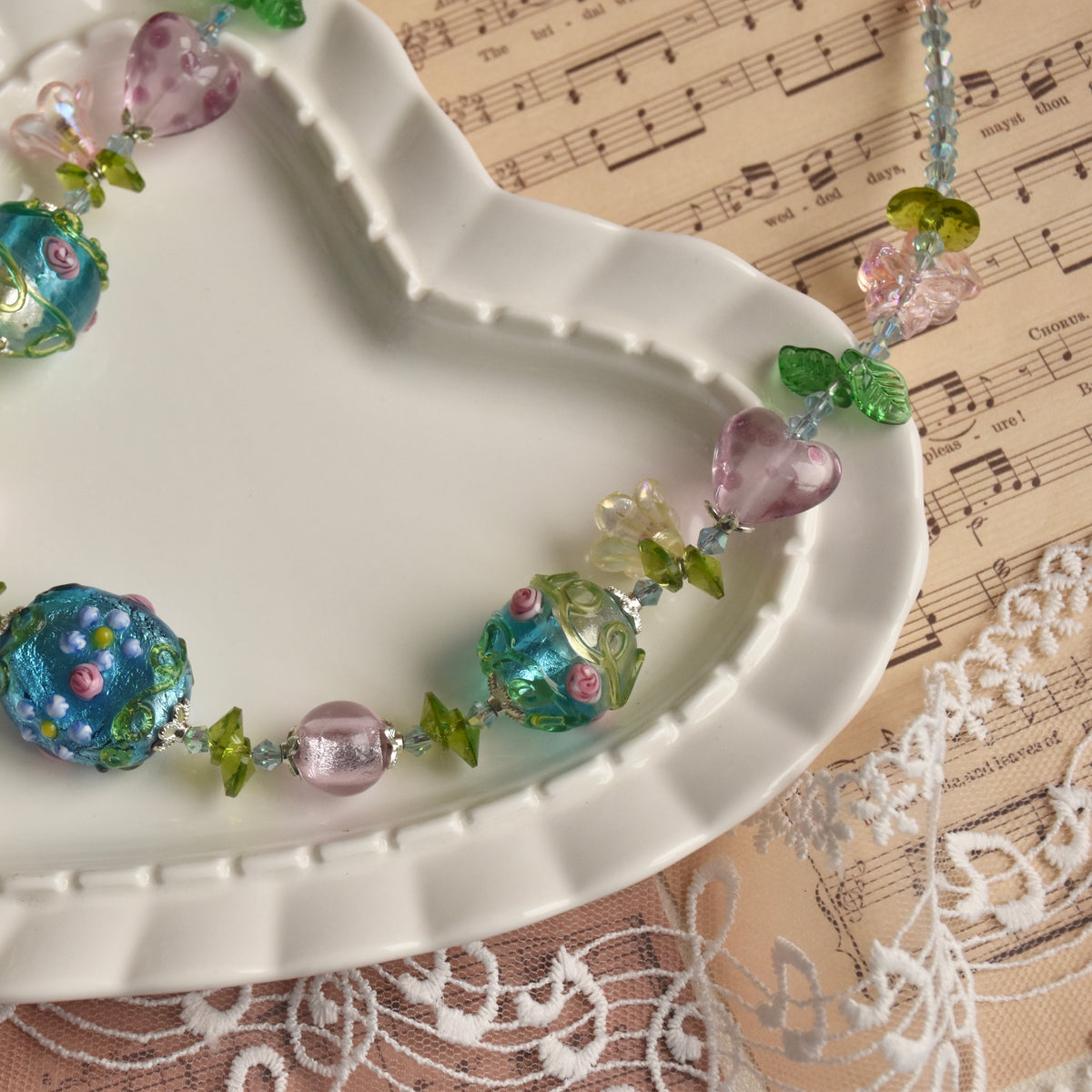 Rosepond Vines Lampwork Necklace