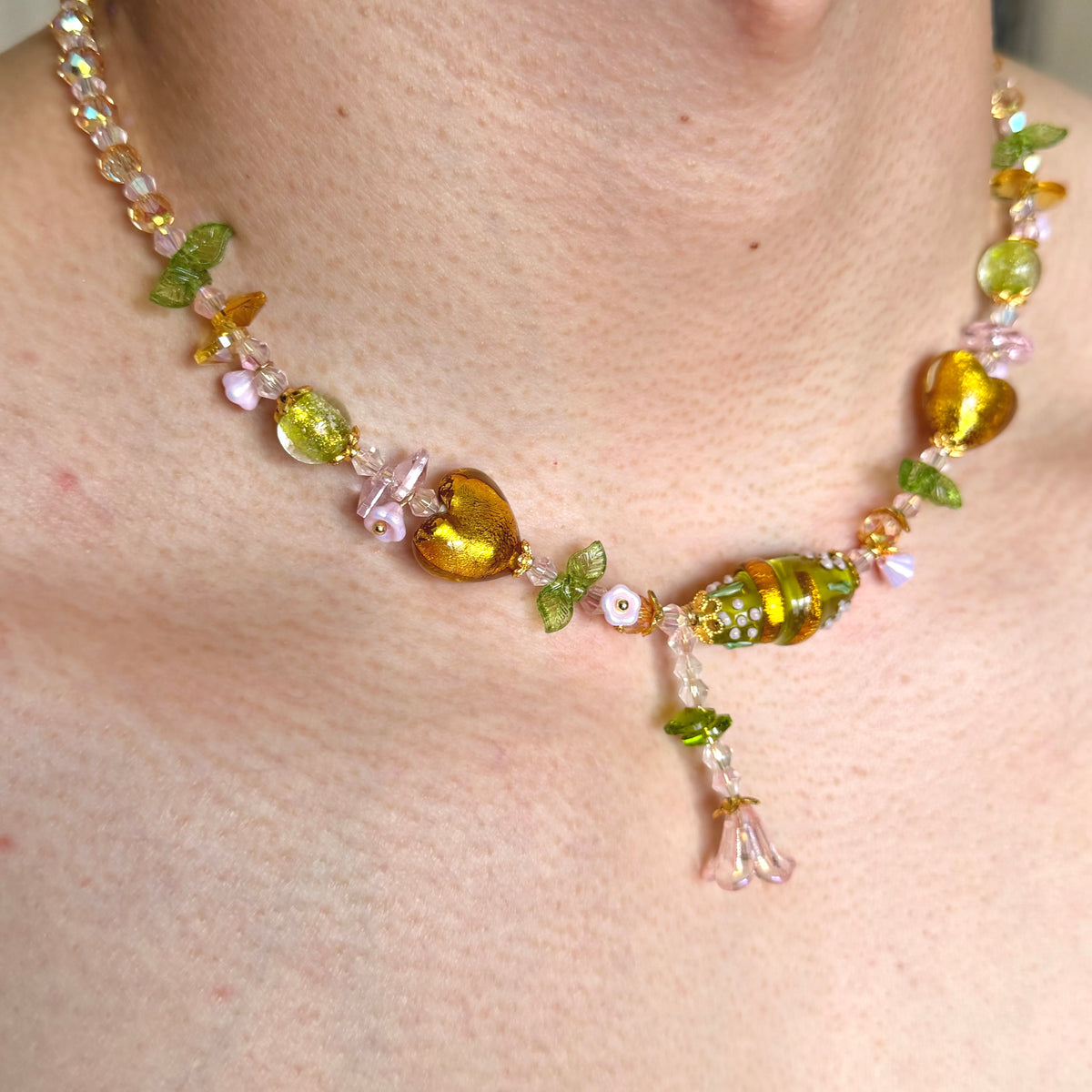 Golden Spring Lampwork Necklace