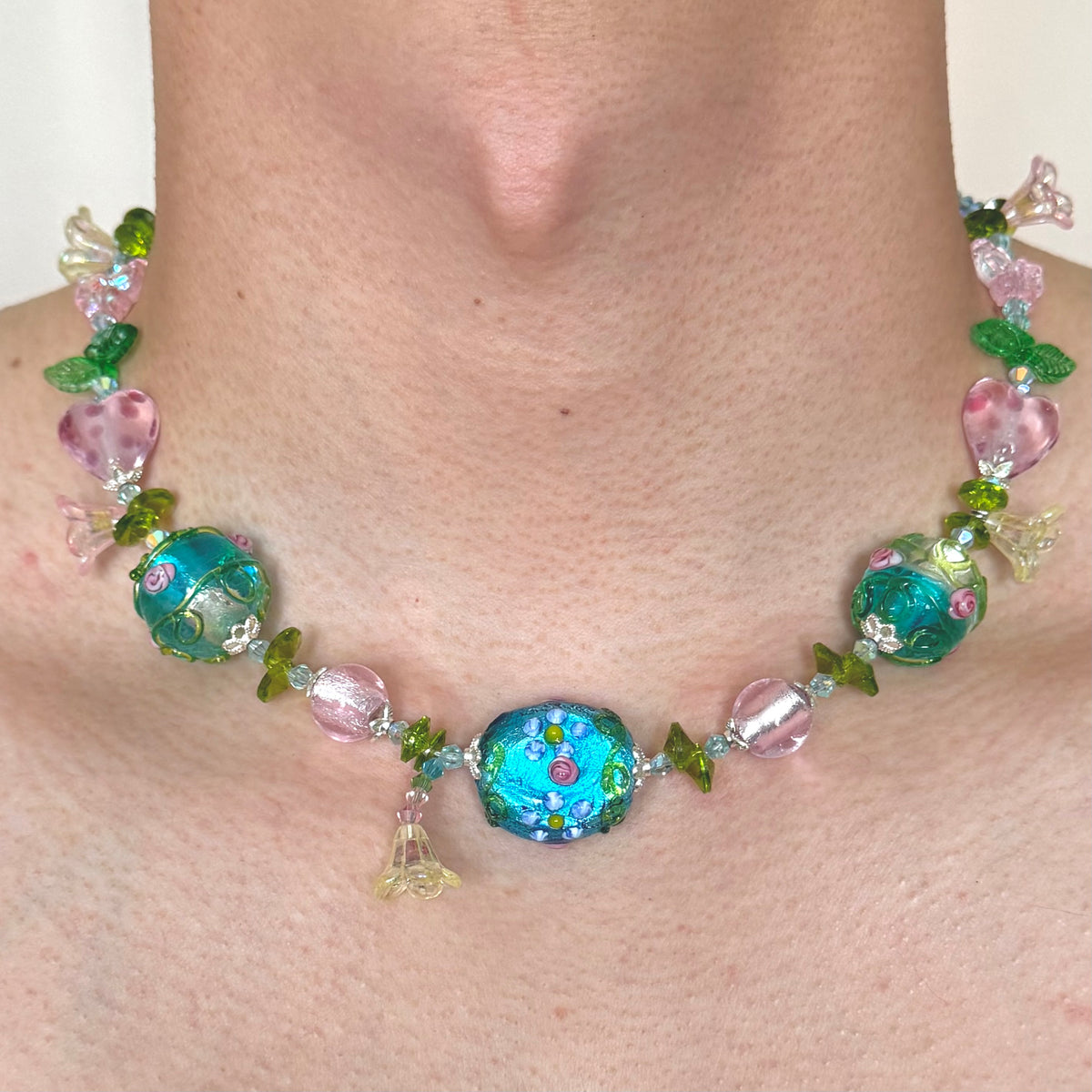 Rosepond Vines Lampwork Necklace