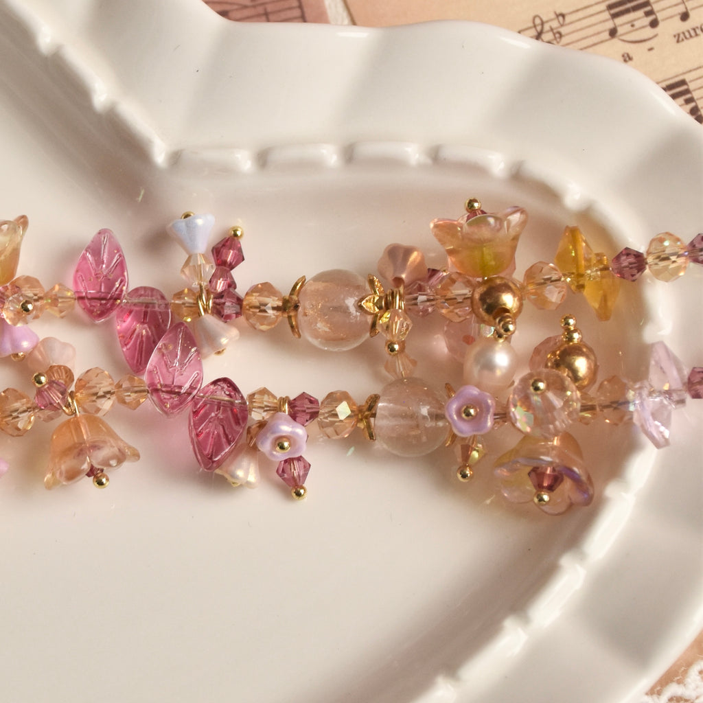 Gilded Rose Heart Lampwork Necklace