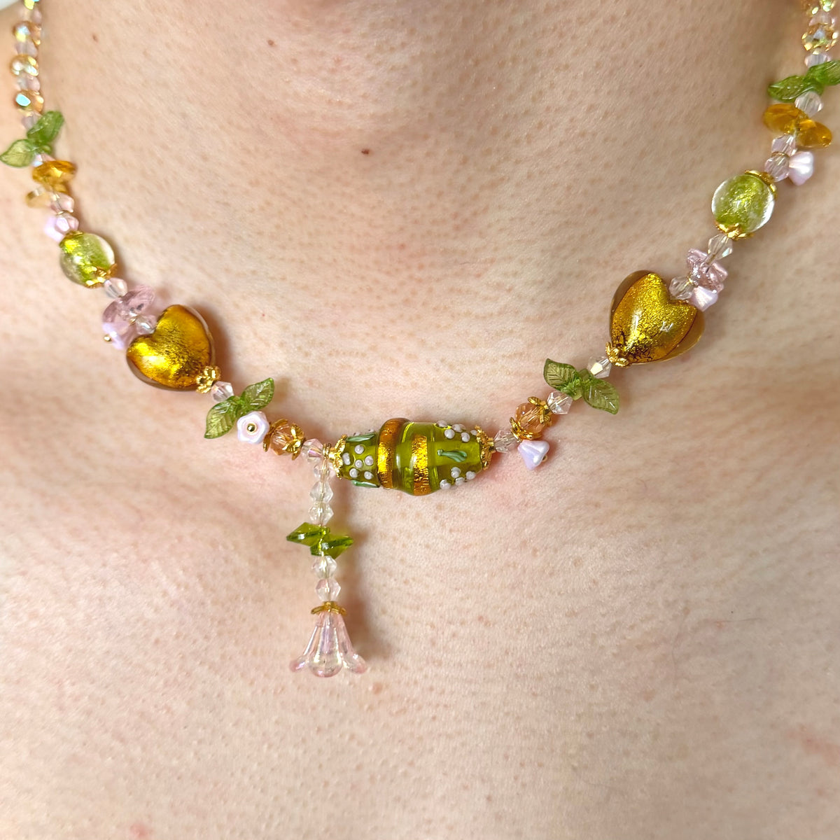 Golden Spring Lampwork Necklace