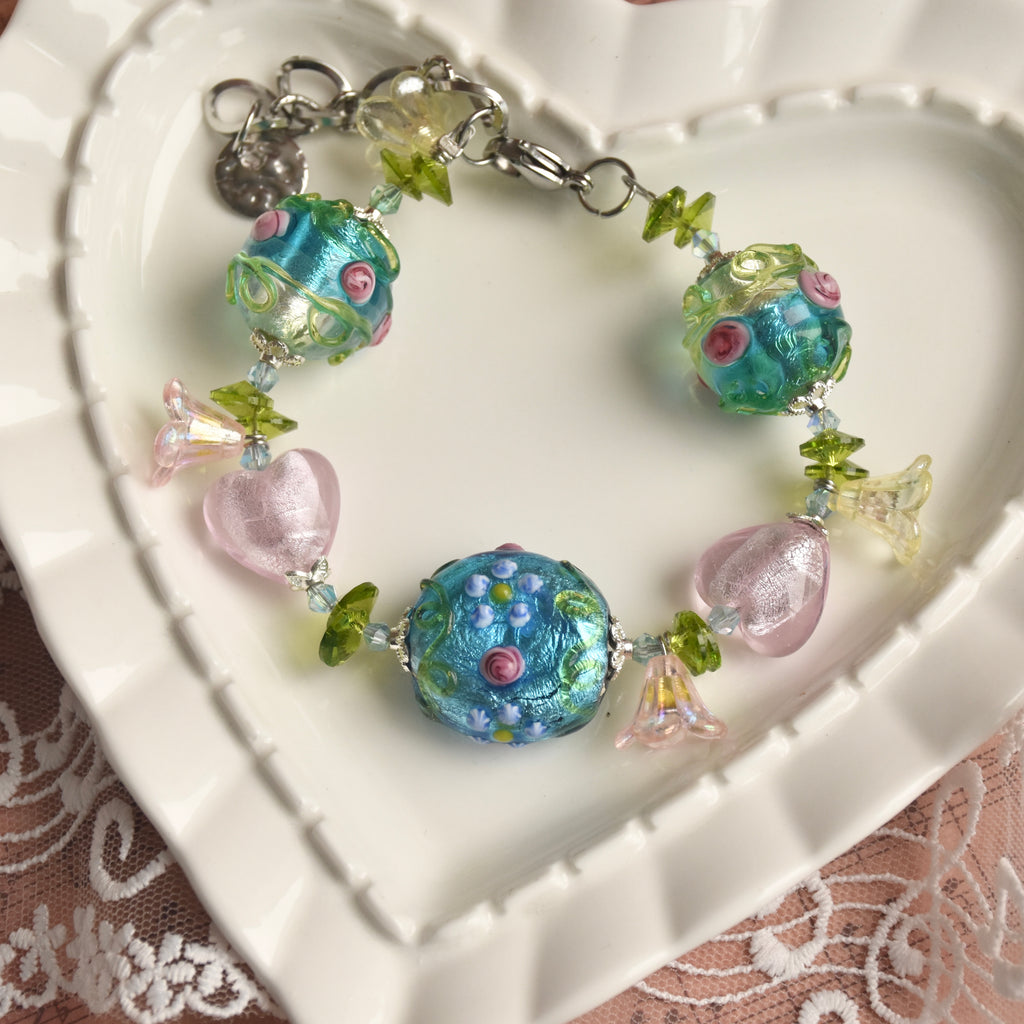 Rosepond Vines Lampwork Bracelet