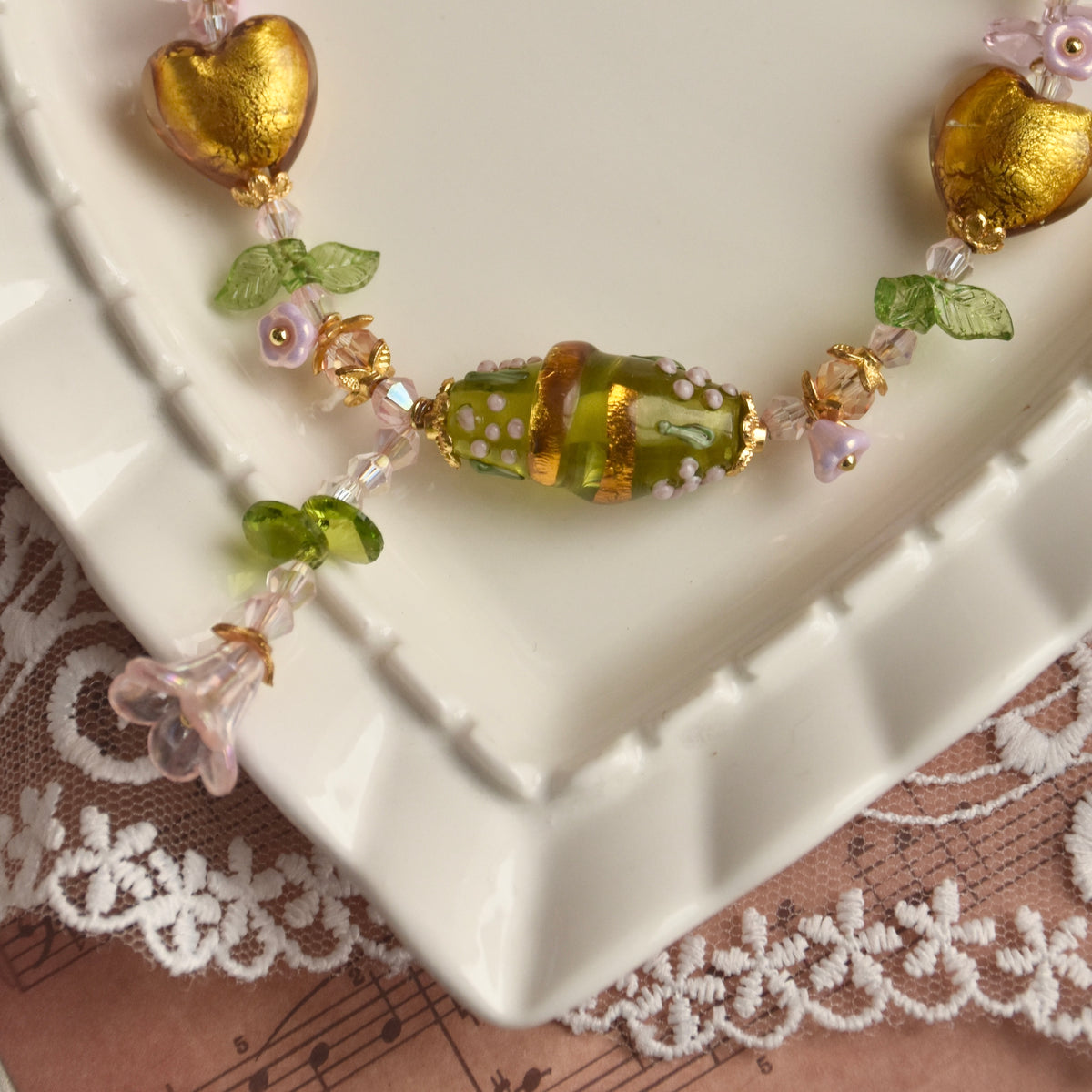 Golden Spring Lampwork Necklace