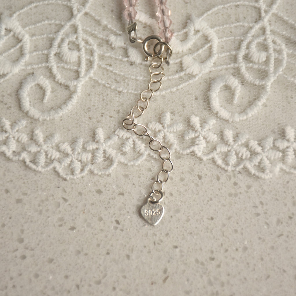 Lace & Ribbon Wedding Cake Lampwork Necklace