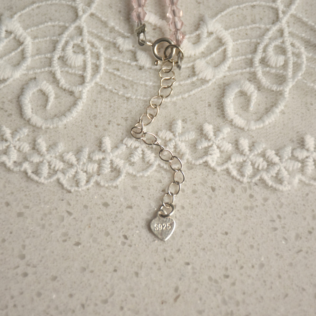 Lace & Ribbon Wedding Cake Lampwork Necklace