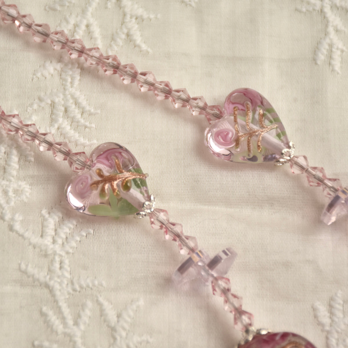 Lace & Ribbon Wedding Cake Lampwork Necklace